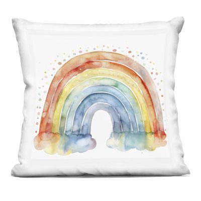 Colored Rainbow Clouds Decorative Printed Throw Pillow, design by Creative Studio, 18 x 7 x 18