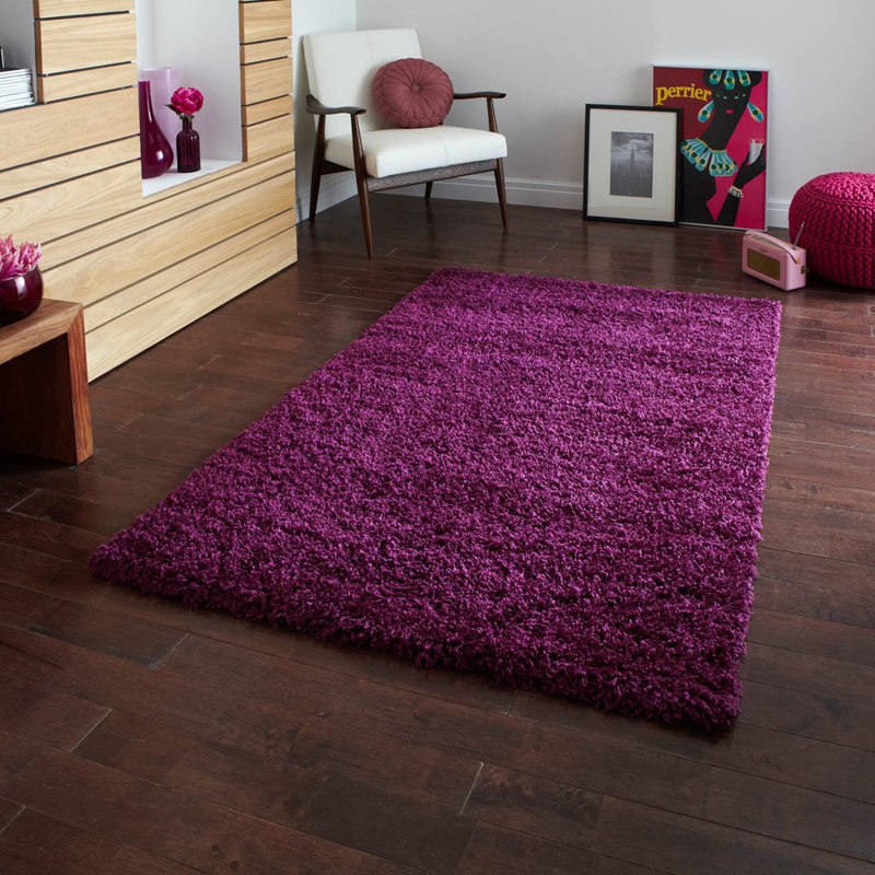 Willingboro Solid Colour Shag Area Rug Set, Rectangle 60 x 110cm