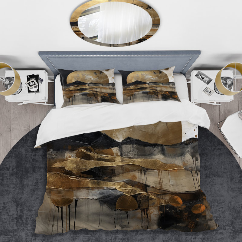 Literie , Housse de couette pour grand lit et 2 taies décor