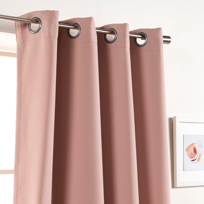 Schaeffer Solid Blackout Thermal Grommet Curtain Panels, 52" W x 96" L, Dusty Pink