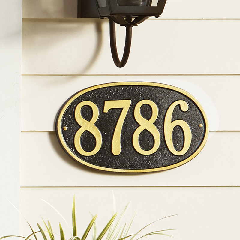 Fast and Easy 1-Line Wall Address Plaque, Black/Gold, Yes