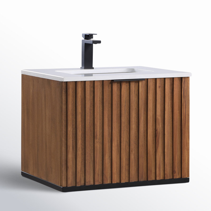 Terra 24'' W Single Vanity, Matte Black, White Quartz/Single Faucet Mount