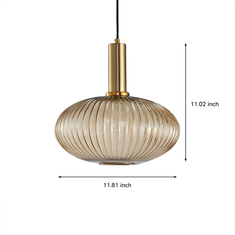 Luminaire suspendu en laiton 1 lumière Salicia, Amber