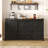 55.1'' Farmhouse Storage Cabinet With Sliding Barn Doors And 4 Drawers-588816400
