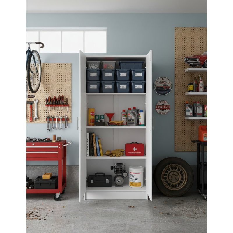 Modex White Multi-Purpose Utility Storage Cabinet, 70.9" H x 31.5" W x 15.7" D, White