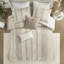 Édredon 3 pièces en coton taupe à rayures, rembourrage 100%, garniture, hanche visible, attrait