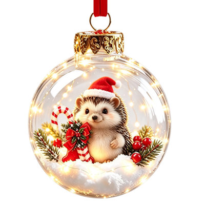 Décoration de Noël Boule de Noël imprimée Animaux d'hiver Cerf Pingouin Corgi Boule ronde à suspendre pour sapin de Noël