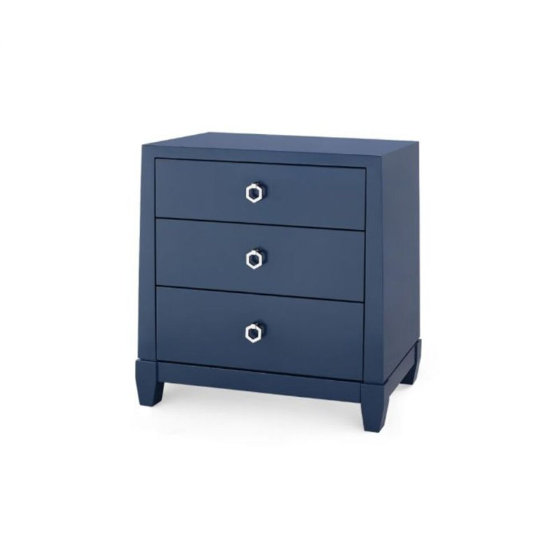 Madison 3 - Drawer Nightstand, Navy Blue Lacquer