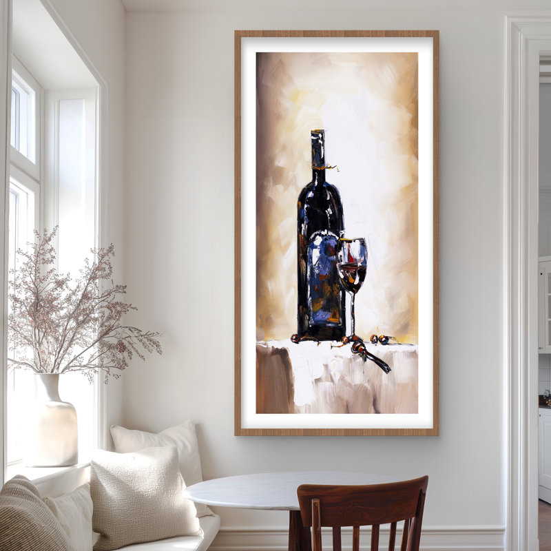 Bouteille et verre de vin rouge - impression de nature morte de cuisine