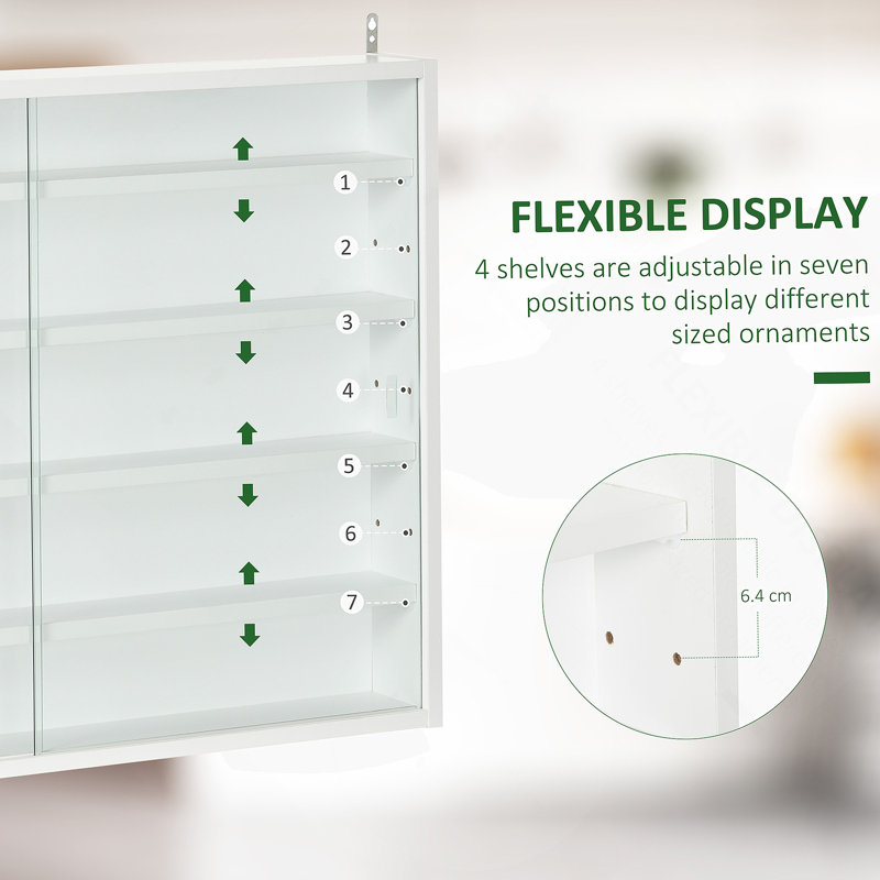 Vitrine à 5 niveaux en verre avec 2 portes, design minimaliste moderne pour un rangement polyvalent et une superbe présentation dans n'importe quelle pièce