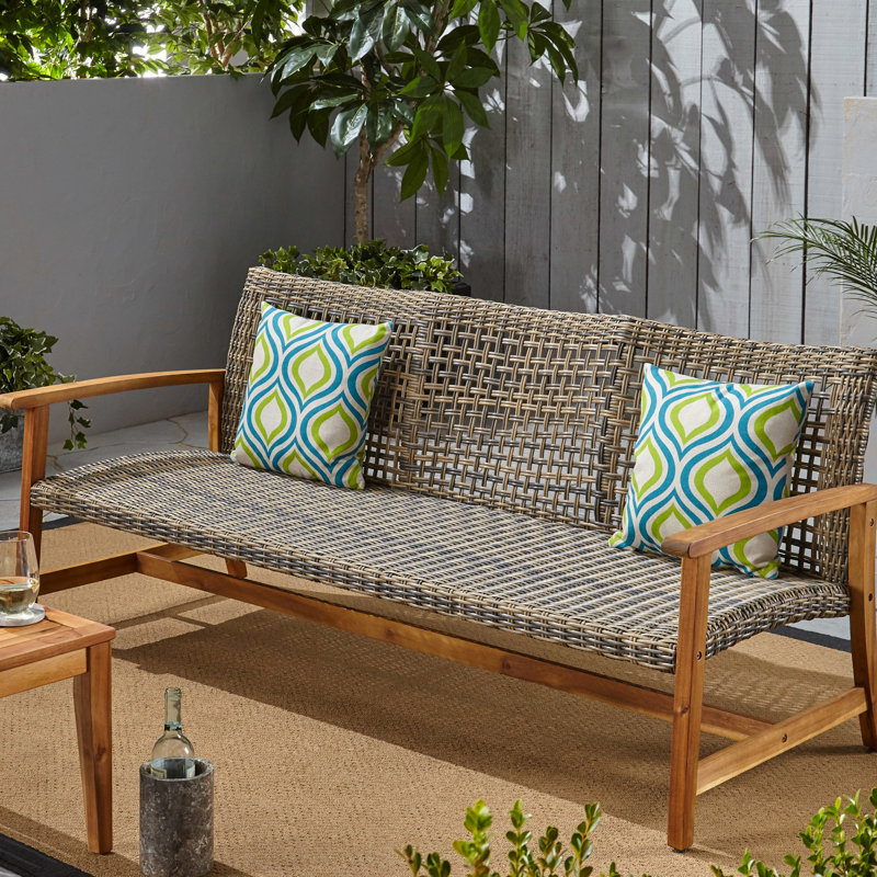 3 Seater With Long-Lasting Seating And Wood Frame Person Seat Stable, Natural/Light Grey