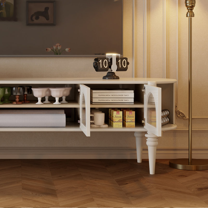 Meuble télé en bois de cerisier, H 21,65 po x l 70,86 po x P 17,71 po
