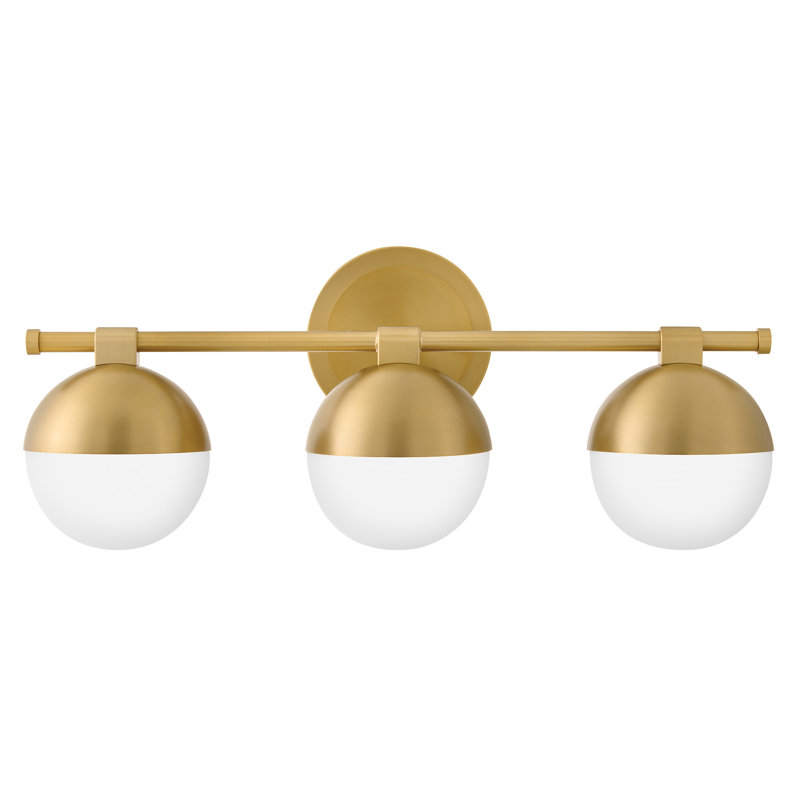Meuble-lavabo moyen trois lumières Hinkley Bowie, 9" H x 22.5" W x 8.25" D, Lacquered Brass, 3 Lights