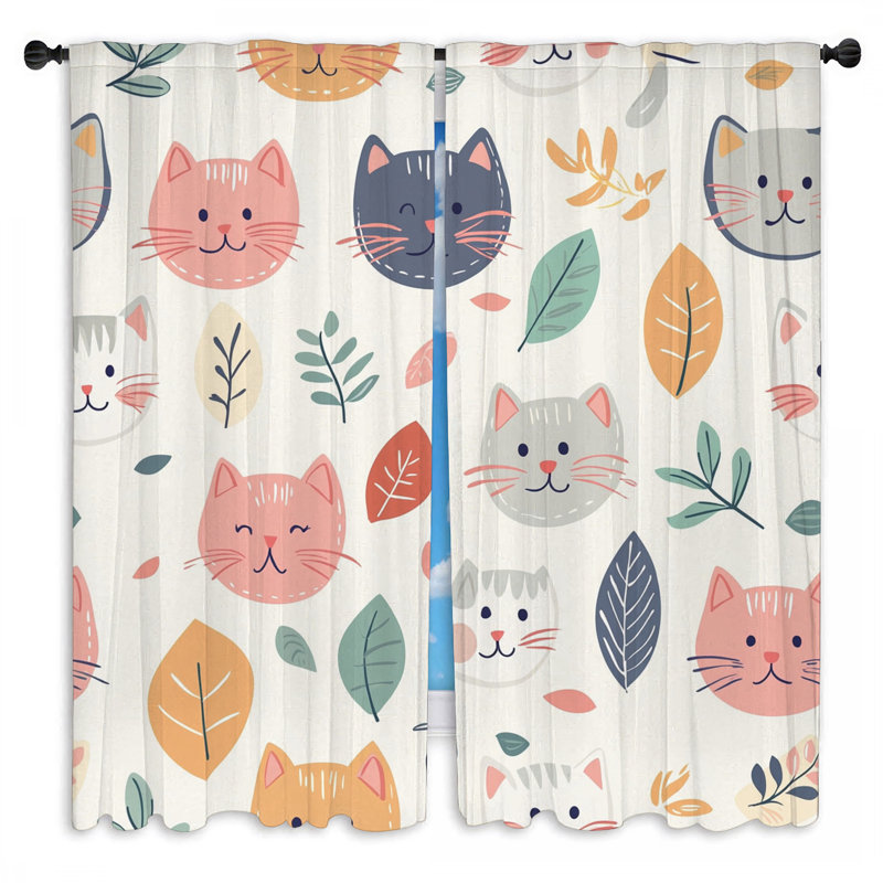 Rideaux de fenêtre Cats - 2 panneaux, L 20 po x L 52 po, 2