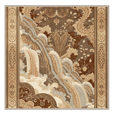 Soft Plush Maspeth Classic Oriental Area Rug in Brown – Beige Binding