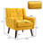 Jaqueze Upholstered Yellow Linen Blend Tufted Wide Back Armchair with Solid Wood Leg-1410205029