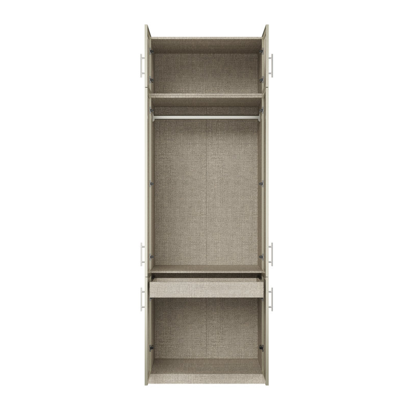 Armoire en lin naturel de 236 cm de hauteur avec 6 portes et tringle.