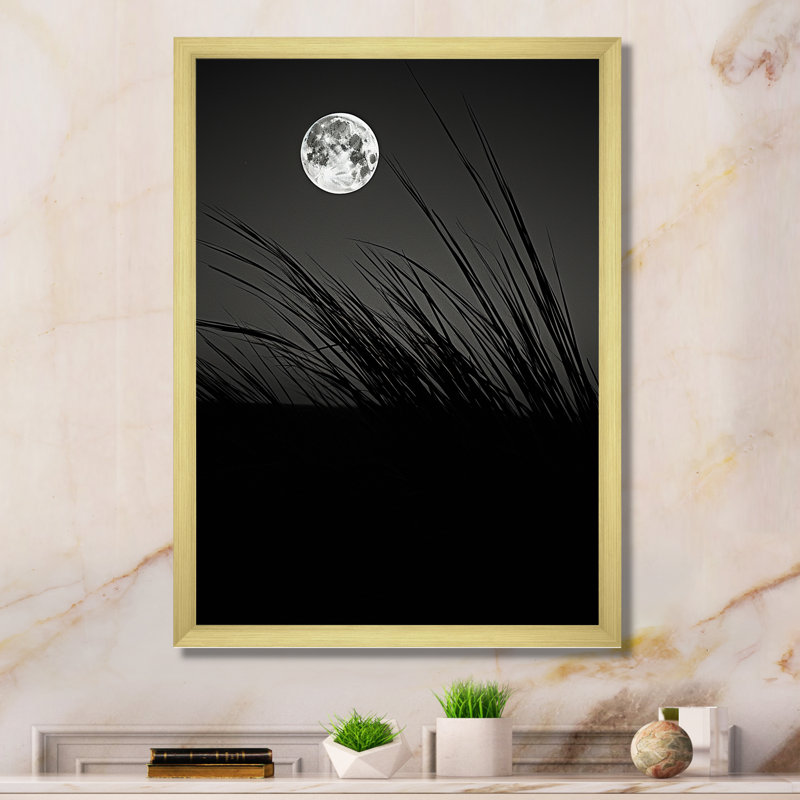 Ivoire, isolement au clair de lune, Cadre doré simple, H 32 po x l 24 po x P 1 po