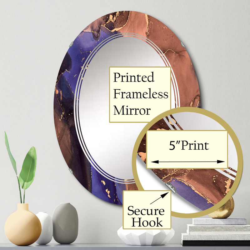 Miroir mural moderne et abstrait brun, 30 po x 20 po