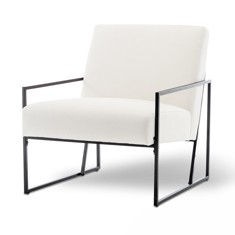 Fauteuil d'appoint en métal Ricci, Polyester crème