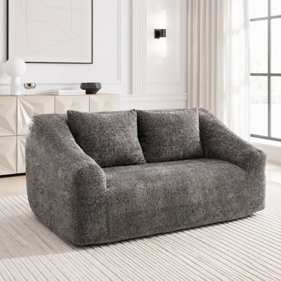 Chaise longue surdimensionnée pour l'intérieur, canapé-lit moderne en chenille à assise profonde avec coussins décoratifs et accoudoirs, canapé-lit