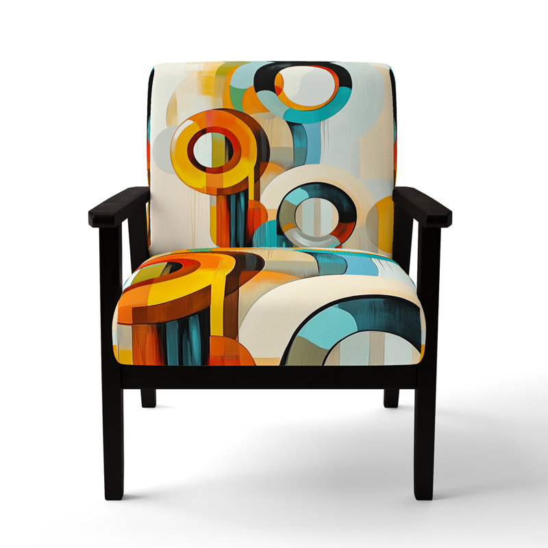 Chaise d'appoint abstraite à formes modernes - Fauteuil Mid-Century, Black Square Arms