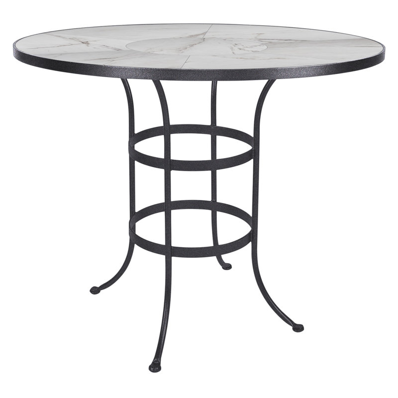 Outdoor Round Bar Table, Graphite, 42" W x 42" L x 42.5" H, Pallazo White