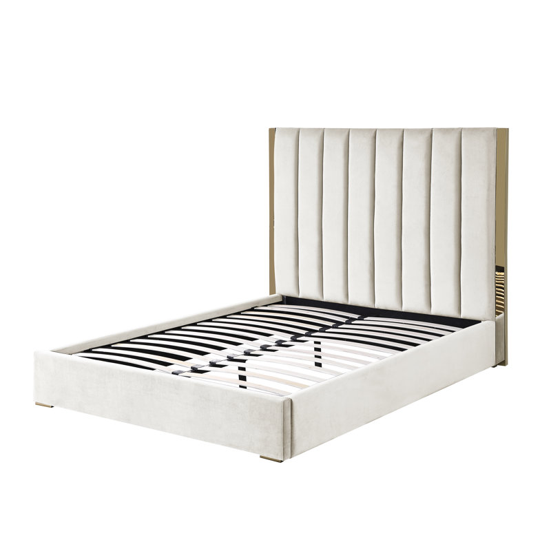 Aarhus Upholstered Channel Tufting Platform Bed , Beige, King