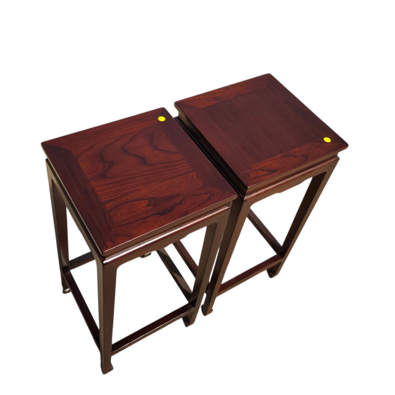 Pair of Asian Square Top Accent Tables or Side Tables