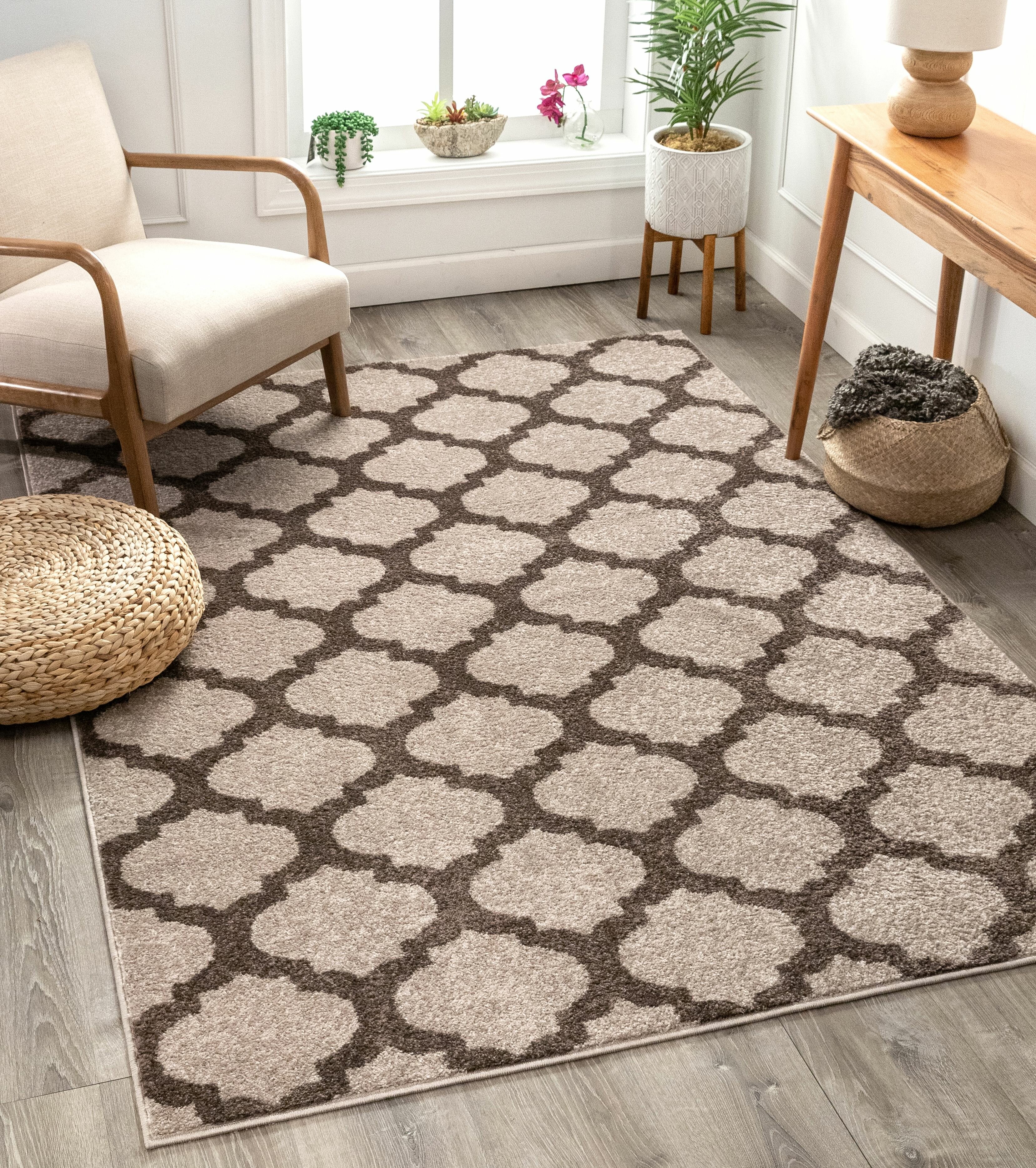 Orla Geometric Neutral Chenille Rug