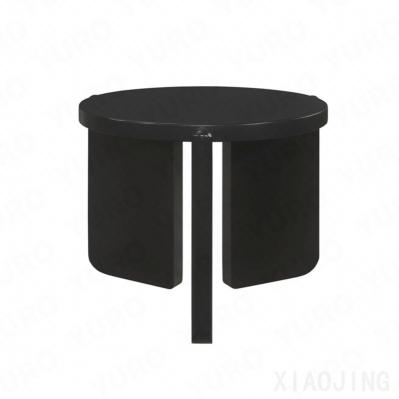 Table de bout ronde en bois, noir, H 18,5 po x L 27,25 po x l 27,25 po