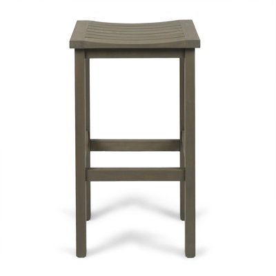 Ensemble de bar 3 pièces avec tablette inférieure et 2 tabourets, finition grise