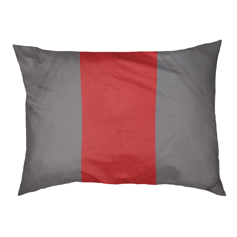 Coussin rectangulaire designer Seattle, Petit (L 18 po x l 28 po), Gris mat / rouge