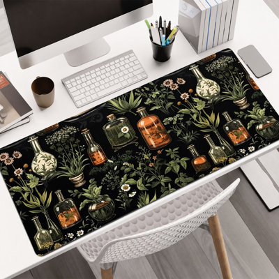  Tapis de souris en caoutchouc, surface en microfibre lisse, base antidérapante, tapis de souris décoratif à bord arrondi pour le bureau et les jeux, 17 x 47 po, aquarelle rose