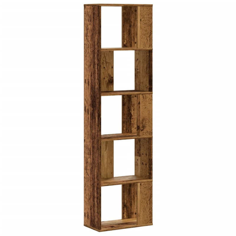Borough Wharf Book Cabinet/Room Divider, (5 Shelves) 162.5cm H x 45cm W x 23.5cm D, Old Wood