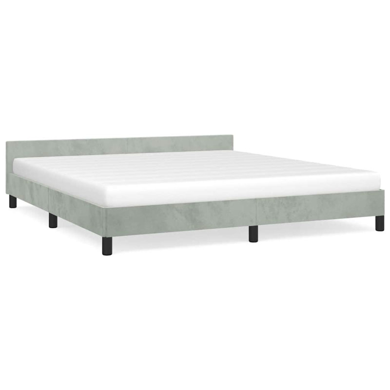 Maecie vidaXL Velvet Platform Bed Frame, No Box Spring Needed/No Mattress , Light Gray, King