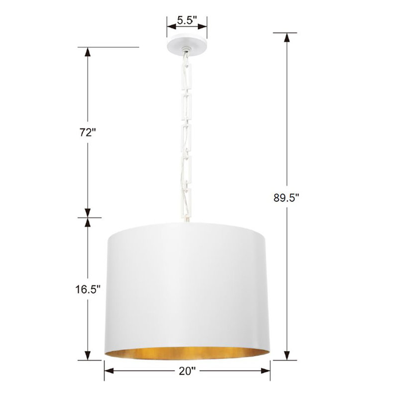 Amea 6 - Light Dimmable Drum Chandelier, Matte White