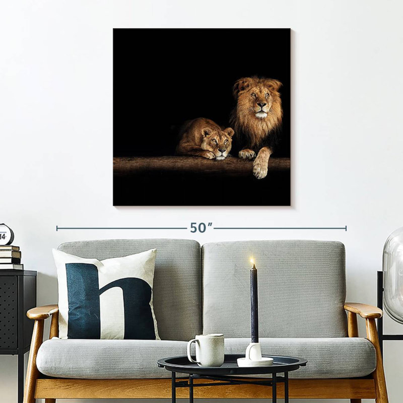 Crowle lion et lionne, H 30 po x l 30 po