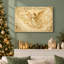 Toile de Noël avec ange doré jouant de la trompette avec notes de musique-1918936616