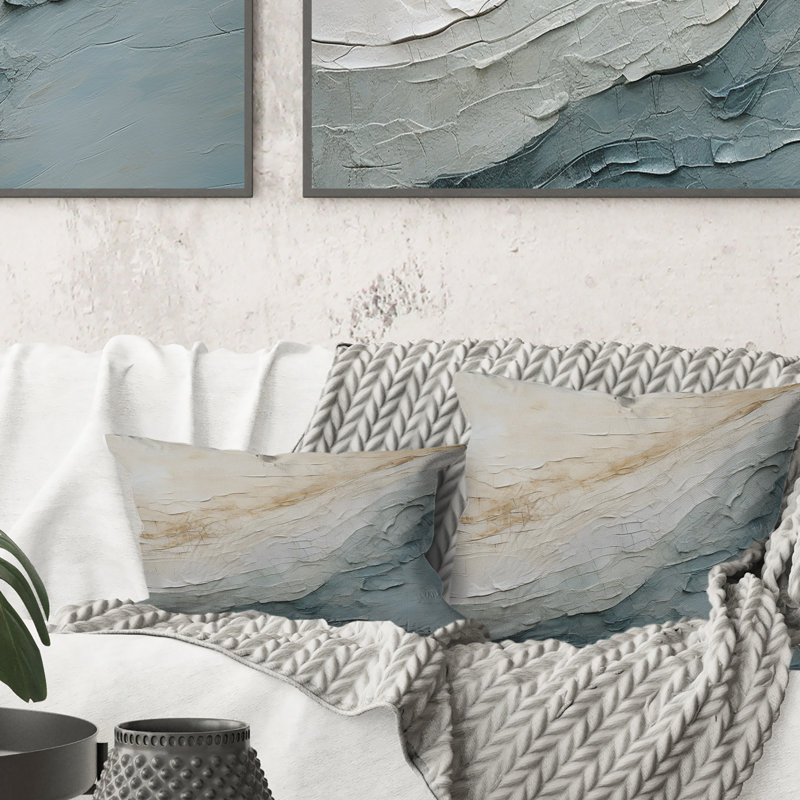 Coussin Minimalisme - vague beige et grise horizon I - Coastal Minimalisme