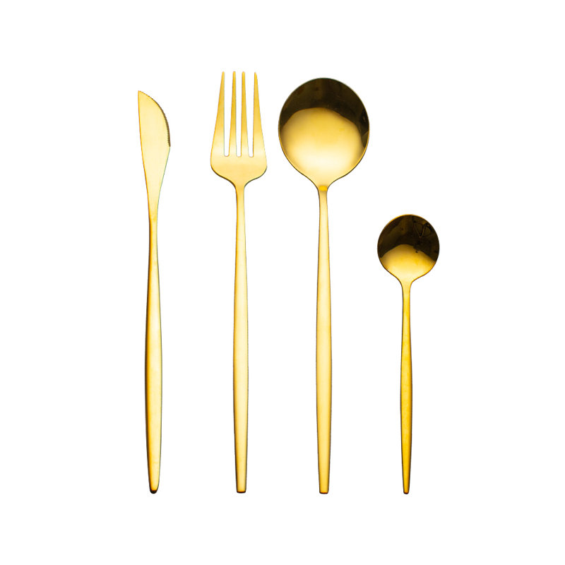 Szeto 4 Piece Cutlery Set, Service for 1, Gold