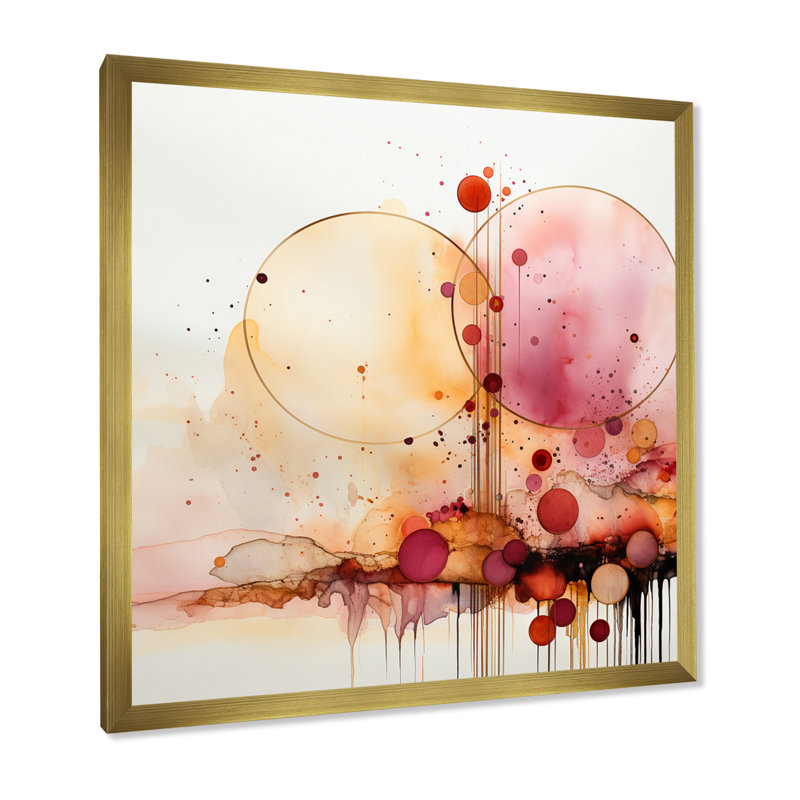 Synchro Elegance Retro Rose Gold Watercolor - Modern Geometric Wall Art Living Room, H 24 po x l 24 po x P 1 po