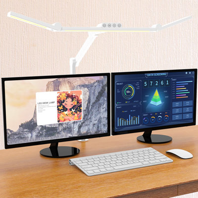 Lampe de bureau avec pince, lumière de bureau à DEL pour le bureau à domicile avec éclairage d'ambiance, lampe de table à gradation continue et ultra-lumineuse 24 W