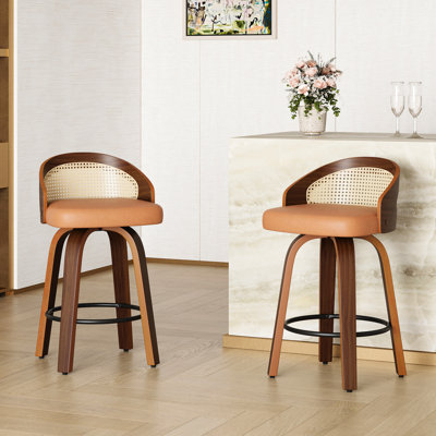Tabouret de bar pivotant jaune Mid Century