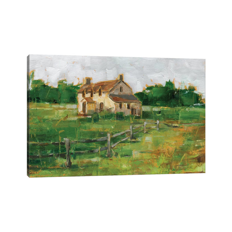 «Countryside Home II» par Ethan Harper - reproduction d'art, H 32 po x l 48 po x 1,5 po, Toile tendue, Aucun mat