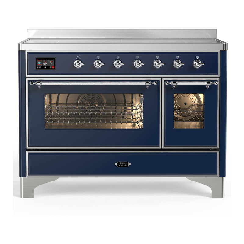 Majestic III Series 48 Inch Induction Range with 6 Induction Elements in Mightnight Blue (Chrome Trim), Chrome
