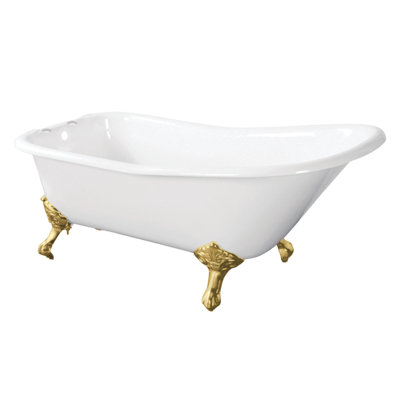 Baignoire sur pattes en fer en forme de D 67 po Kingston Brass Aqua Eden (perceuse de robinet de 7 po)
