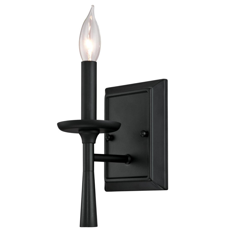 Lampe murale avec bougie et noir mat 1 lumière dimm Burtundy