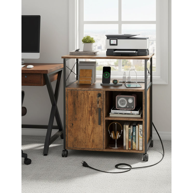 Mobile File Cabinet With Charging Station