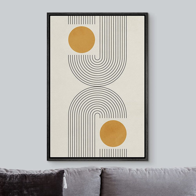 Black and Yellow Geometric Abstract Framed Canvas Print